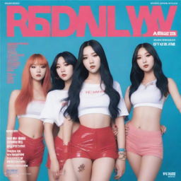 A July 2024 cover of RedGlow magazine featuring an electronic dance/seapunk (chillwave) girl group called HYPE:GEN with 5 members: Isabelle (Minji), Jihye (Danielle), Vanessa (Haerin), Grace (Hyein), and Hanni