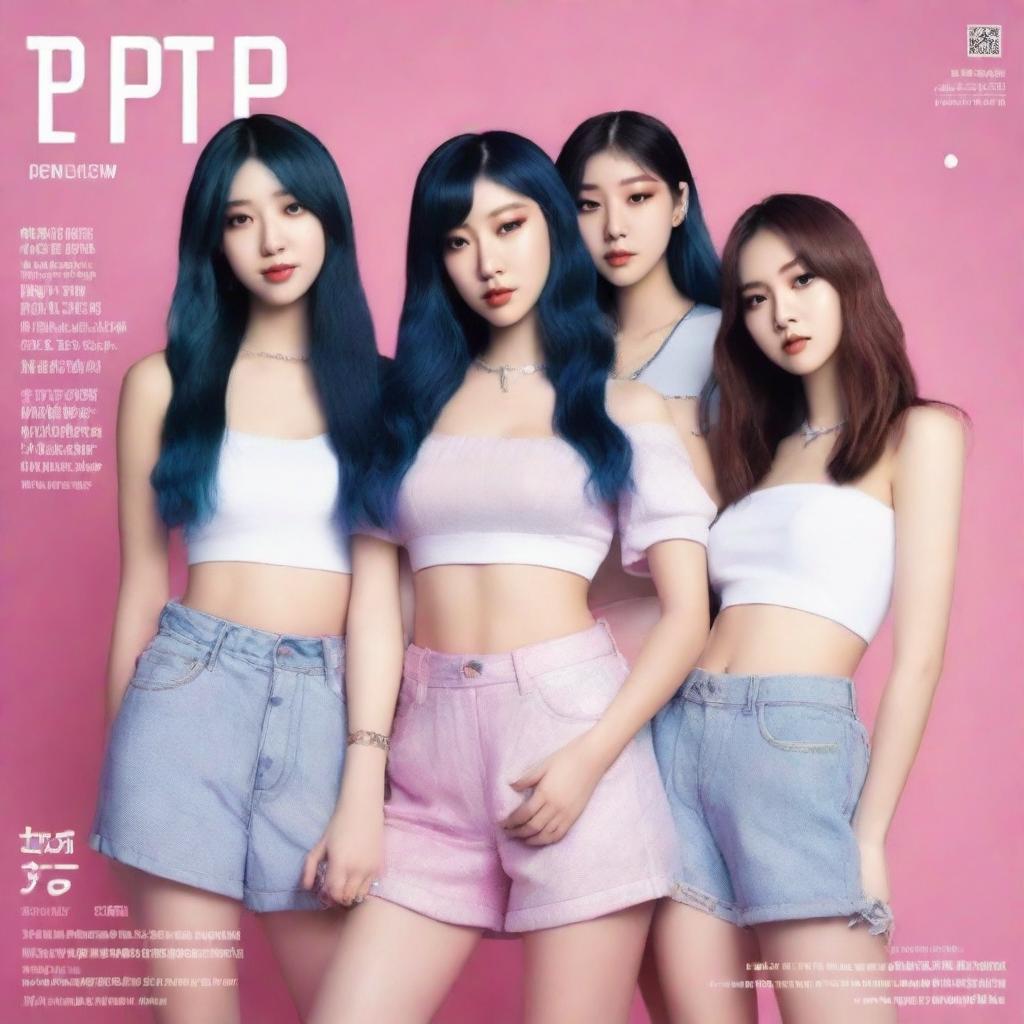 A July 2024 cover of RedGlow magazine featuring an electronic dance/seapunk (chillwave) girl group called HYPE:GEN with 5 members: Isabelle (Minji), Jihye (Danielle), Vanessa (Haerin), Grace (Hyein), and Hanni