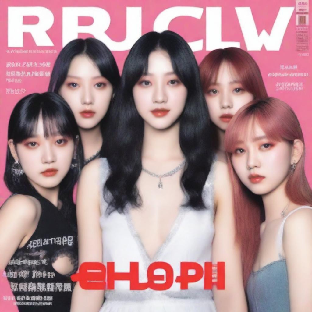 A July 2024 cover of RedGlow magazine featuring an electronic dance/seapunk (chillwave) girl group called HYPE:GEN with 5 members: Isabelle (Minji), Jihye (Danielle), Vanessa (Haerin), Grace (Hyein), and Hanni