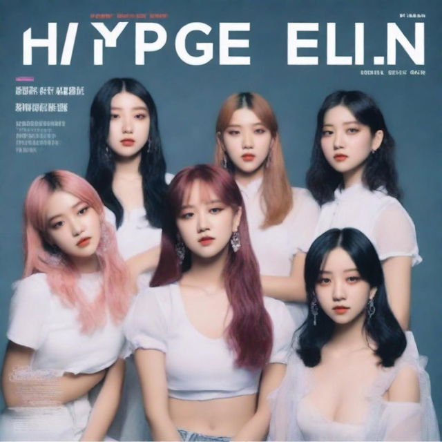 A July 2024 cover of RedGlow magazine featuring an electronic dance/seapunk (chillwave) girl group called HYPE:GEN with 5 members: Isabelle (Minji), Jihye (Danielle), Vanessa (Haerin), Grace (Hyein), and Hanni