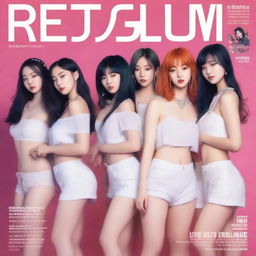 A July 2024 cover of RedGlow magazine featuring an electronic dance/seapunk (chillwave) girl group called HYPE:GEN with 5 members: Isabelle (Minji), Jihye (Danielle), Vanessa (Haerin), Grace (Hyein), and Hanni