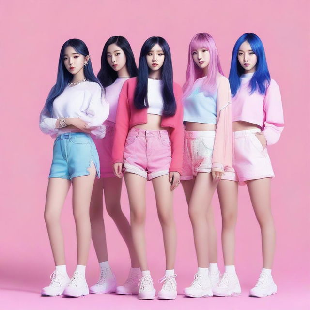 A realistic image of the Korean girl group HYPE:GEN, consisting of 5 members: Isabelle, Jihye, Vanessa, Grace, and Hanni