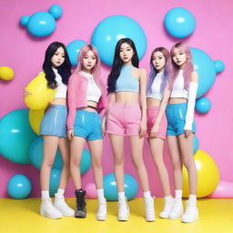 A realistic image of the Korean girl group HYPE:GEN, consisting of 5 members: Isabelle, Jihye, Vanessa, Grace, and Hanni