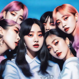 A zoomed-in, realistic image of the Korean girl group HYPE:GEN, consisting of 5 members: Isabelle, Jihye, Vanessa, Grace, and Hanni