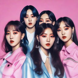 A zoomed-in, realistic image of the Korean girl group HYPE:GEN, consisting of 5 members: Isabelle, Jihye, Vanessa, Grace, and Hanni