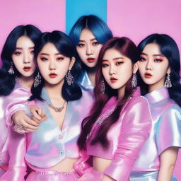 A zoomed-in, realistic image of the Korean girl group HYPE:GEN, consisting of 5 members: Isabelle, Jihye, Vanessa, Grace, and Hanni