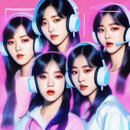 A zoomed-in, realistic image of the Korean girl group HYPE:GEN, consisting of 5 members: Isabelle, Jihye, Vanessa, Grace, and Hanni