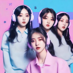 A zoomed-in, realistic image of the Korean girl group HYPE:GEN, consisting of 5 members: Isabelle, Jihye, Vanessa, Grace, and Hanni