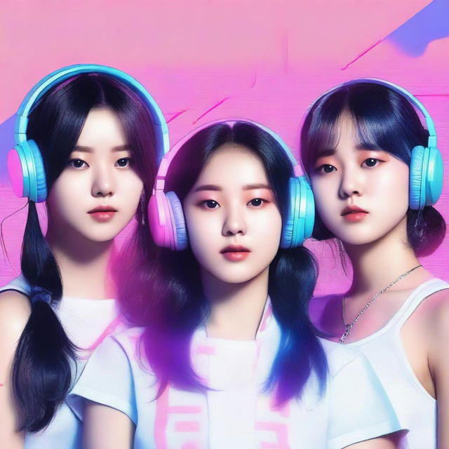 A zoomed-in, realistic image of the Korean girl group HYPE:GEN, consisting of 5 members: Isabelle, Jihye, Vanessa, Grace, and Hanni