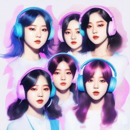 A zoomed-in, realistic image of the Korean girl group HYPE:GEN, consisting of 5 members: Isabelle, Jihye, Vanessa, Grace, and Hanni