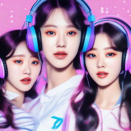 A zoomed-in, realistic image of the Korean girl group HYPE:GEN, consisting of 5 members: Isabelle, Jihye, Vanessa, Grace, and Hanni