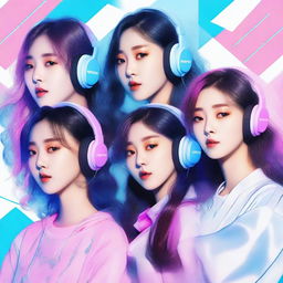 A zoomed-in, realistic image of the Korean girl group HYPE:GEN, consisting of 5 members: Isabelle, Jihye, Vanessa, Grace, and Hanni