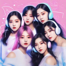 A zoomed-in, realistic image of the Korean girl group HYPE:GEN, consisting of 5 members: Isabelle, Jihye, Vanessa, Grace, and Hanni