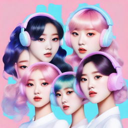 A zoomed-in, realistic image of the Korean girl group HYPE:GEN, consisting of 5 members: Isabelle, Jihye, Vanessa, Grace, and Hanni