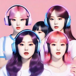 A zoomed-in, realistic image of the Korean girl group HYPE:GEN, consisting of 5 members: Isabelle, Jihye, Vanessa, Grace, and Hanni