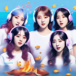 A zoomed-in, realistic image of the Korean girl group HYPE:GEN, consisting of 5 members: Isabelle, Jihye, Vanessa, Grace, and Hanni