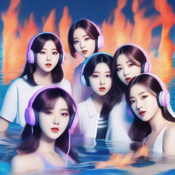 A zoomed-in, realistic image of the Korean girl group HYPE:GEN, consisting of 5 members: Isabelle, Jihye, Vanessa, Grace, and Hanni