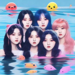 A zoomed-in, realistic image of the Korean girl group HYPE:GEN, consisting of 5 members: Isabelle, Jihye, Vanessa, Grace, and Hanni