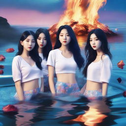 A zoomed-in, realistic album cover art featuring the Korean girl group Hype:Gen with members Isabelle, Jihye, Vanessa, Grace, and Hanni