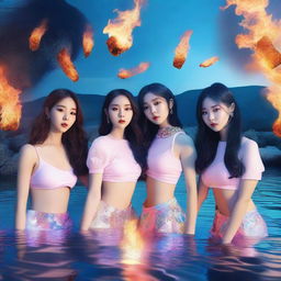 A zoomed-in, realistic album cover art featuring the Korean girl group Hype:Gen with members Isabelle, Jihye, Vanessa, Grace, and Hanni