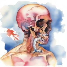 A watercolor painting depicting the harmful effects of tobacco abuse