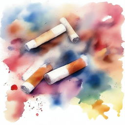 A watercolor painting depicting the harmful effects of tobacco abuse