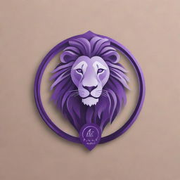 Create an elegant personal logo for 'Amir', fusing elements of poultry veterinary medicine, the Gemini zodiac sign, a lion, and the color violet. Style it like a simple yet luxurious acrylic painting that Amir can replicate.