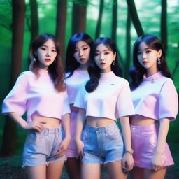 A realistic, close-up image of the Korean girl group Hype:Gen, consisting of members Isabelle, Jihye, Vanessa, Grace, and Hanni