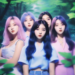 A realistic, close-up album cover art for the Korean girl group Hype:Gen, consisting of members Isabelle, Jihye, Vanessa, Grace, and Hanni