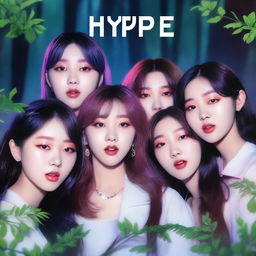 A realistic, close-up album cover art for the Korean girl group Hype:Gen, consisting of members Isabelle, Jihye, Vanessa, Grace, and Hanni