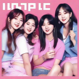 A realistic, close-up album cover art for the Korean girl group Hype:Gen, consisting of members Isabelle, Jihye, Vanessa, Grace, and Hanni