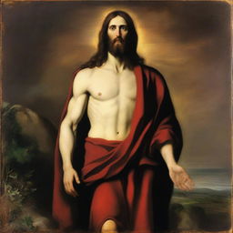 A depiction of Christ standing, painted in the style of Titian