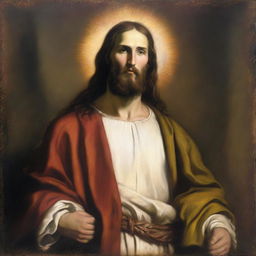 A depiction of Christ standing, painted in the style of Titian