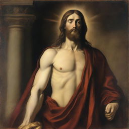 A depiction of Christ standing, painted in the style of Titian