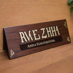 An elegant advocate name plate displaying the names 'T Swetcha' and 'S Goutham' engraved professionally in a stylish and readable font, placed on a polished wooden or metallic background