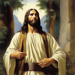 A painting of Jesus Christ in the Americas, created in the style of Carl Bloch