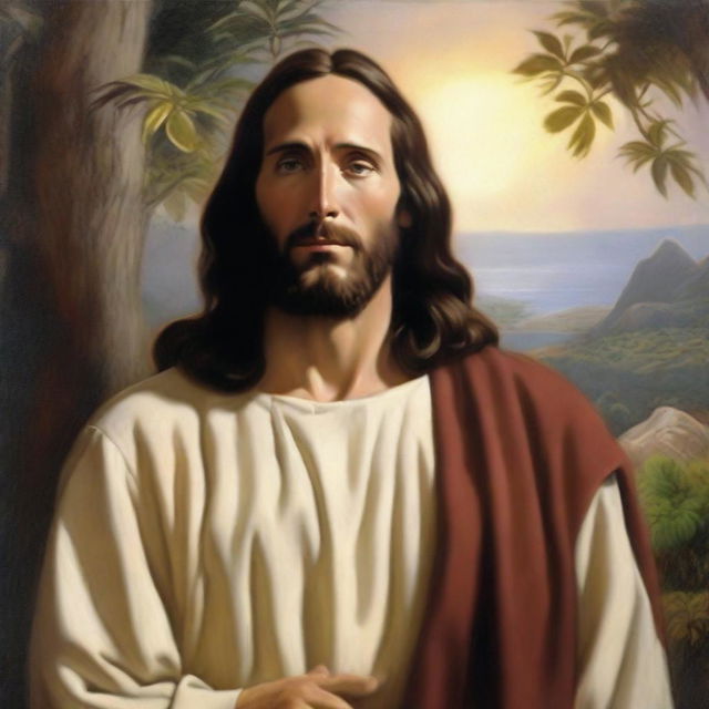 An oil painting of Jesus Christ in the Americas, created in a realistic style by Carl Bloch