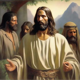 An oil painting of Jesus Christ in the Americas, created in a realistic style by Carl Bloch