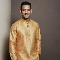 Indian cricketer MS Dhoni wearing a traditional Indian kurta