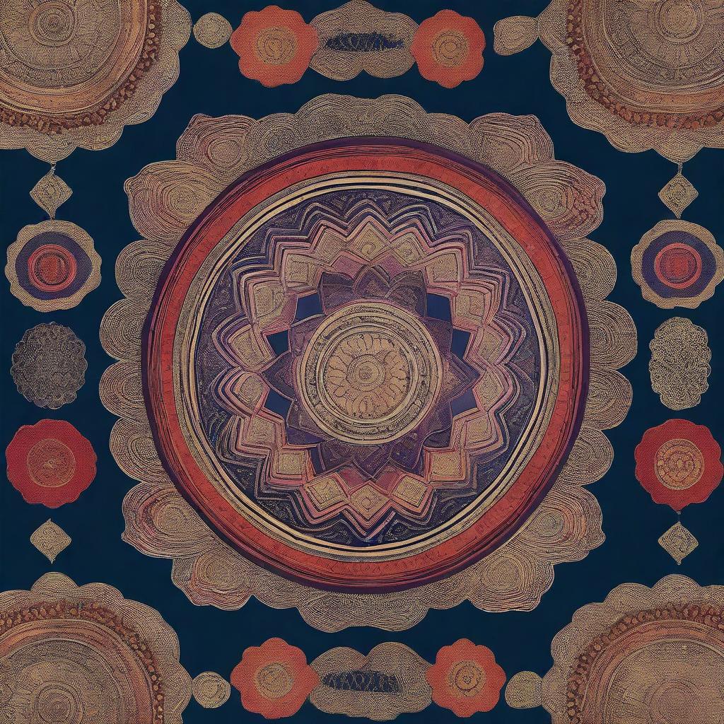 A detailed book cover featuring ancient Indian knowledge systems, showcasing intricate designs and patterns inspired by traditional Indian art