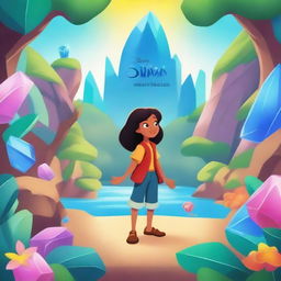 A 2D Disney movie poster featuring the title 'Ilha & the Crystal Shards of Nature'