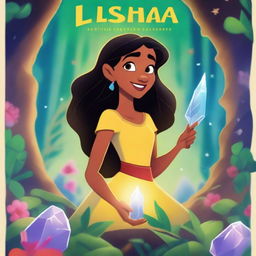 A vibrant 2D Disney movie poster for a film titled 'Ilha & the Crystal Shards of Nature'