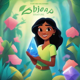 A vibrant 2D Disney movie poster for a film titled 'Ilha & the Crystal Shards of Nature'