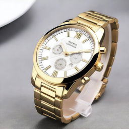 A detailed and stylish wristwatch with a sleek design, displaying the time accurately