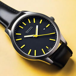 A wristwatch with a black bezel and a black clock face