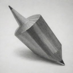 A realistic and detailed pencil drawing showcasing the depth and perspective of a 3D object.