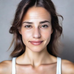 A naturally beautiful woman without makeup, depicted in a realistic and sexy manner