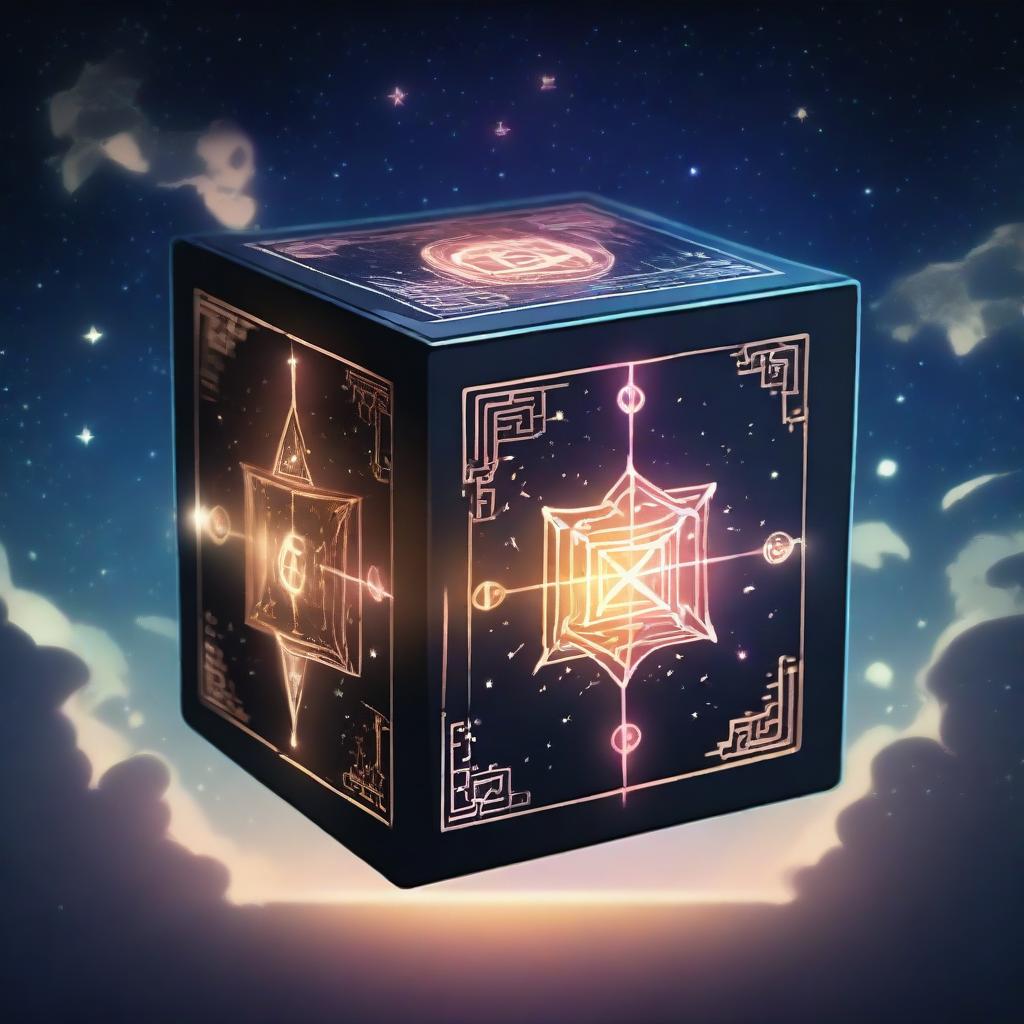 A powerful, glowing cube in an anime style