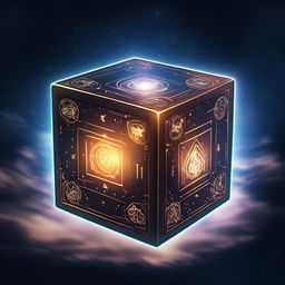 A powerful, glowing cube in an anime style