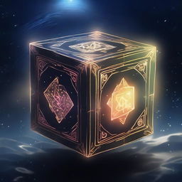 A powerful, glowing cube in an anime style